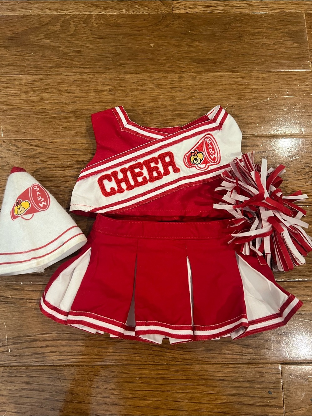 Build-A-Bear Red and White Cheerleader Outfit with Pom-Pom & Megaphone